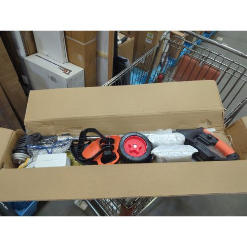 Black and Orange Electric Weed Wacker 21V Electric Weed Cordless Eater with 2pcs Batteries and 3 Types Blades&Auxiliary Wheel Weed Trimmer Lightweight 3 in 1 Stringless Grass Trimmer Edger/Brush Cutter for Lawn