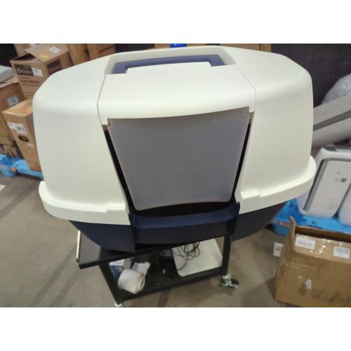 Corner Cat Litter Box Enclosure, Small Cat Litter Box with Lid, Corner Litter Box Enclosure for Kittens to Medium Sized Cats, Odor Defensive, Navy/White
