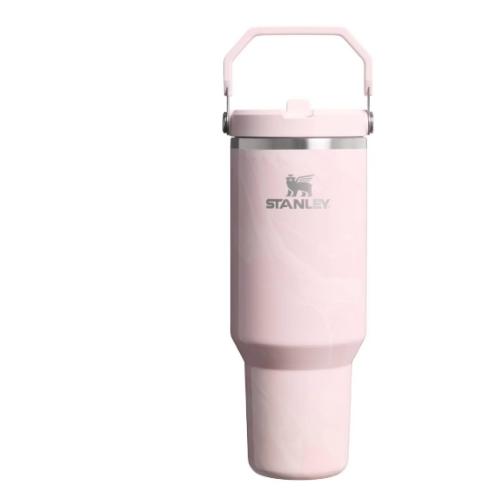 Stanley 40 oz Stainless Steel Ice Flow Flip Straw Tumbler Pink Amethyst Calacatta