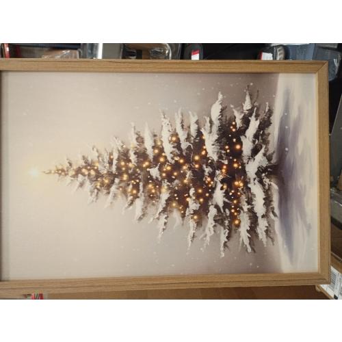 Vintage Christmas Tree Wall Art, Winter Holiday Botanical Wall Decor Paintings, Rustic Pine Tree Canvas Prints Artwork Picture for Farmhouse Mantel Bedroom Living Room  Wood Framed