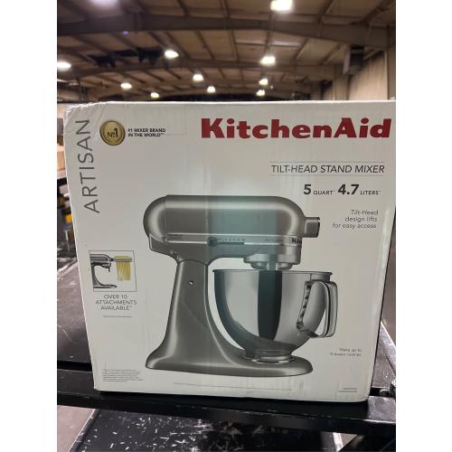 Artisan 5 Qt. 10-Speed Silver Stand Mixer with Flat Beater, 6-Wire Whip and Dough Hook Attachments