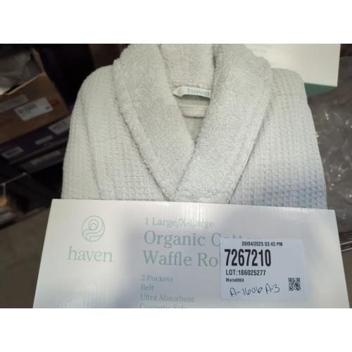 Haven Waffle Large/X-Large Organic Cotton Robe in Lunar Rock
