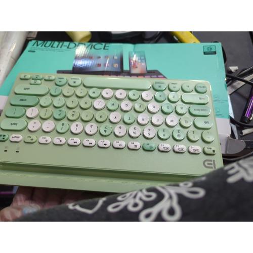 HUO JI Wireless Keyboard Multi-Device, Bluetooth and 2.4G Dual Mode for iPad, Switch to 3 Devices for Cellphone, Tablet, PC, Smart TV, MacBook iOS Android Windows, Green