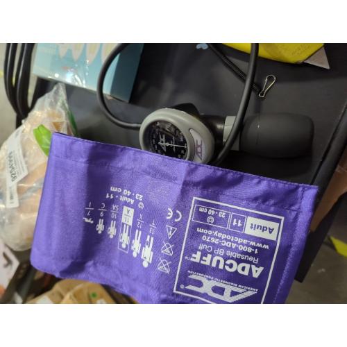 ADC - 703-11AV Diagnostix 703 Palm Style Aneroid Sphygmomanometer with Adcuff Nylon Blood Pressure Cuff, Adult, Purple