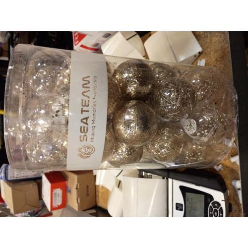 Sea Team 60mm/2.36 Shatterproof Clear Plastic Christmas Ball Ornaments, Transparent, See-Through, Crystal Baubles, Bulbs with Stuffed Delicate Decorations for Xmas Tree (30 Counts, Champagne)