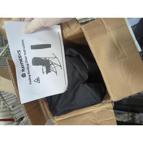 Folding Rocking Chair Supports 440 LBS, Outdoor Folding Chair, Rocking Camping Chairs with Cup Holder & Side Pocket, Padded Outdoor Chairs for Patio Lawn Garden Yard (Black)