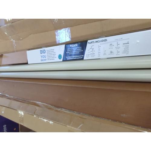 BlastHome® Non-Adjustable Luxury Curtain Rods for Windows, 1 ¼” Rod Set, 8 foot Fixed Length (Two Rods Connect for a Seamless Look), Brushed White