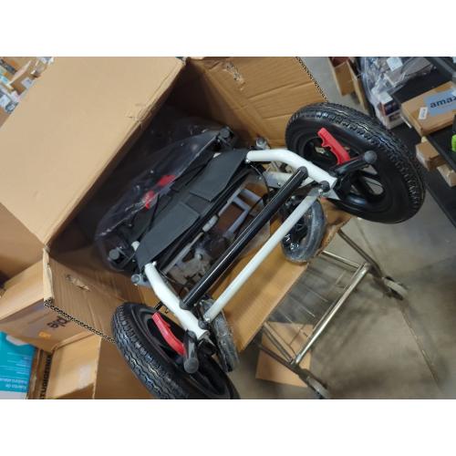 BLACK Ultra-Light Folding Transport Wheelchair for Adults & Seniors, 20 Portable Wheelchair with Telescopic Handle & 12 Solid Wheels 120kg Capacity Compact for Tight Spaces (Only 14lbs) White M