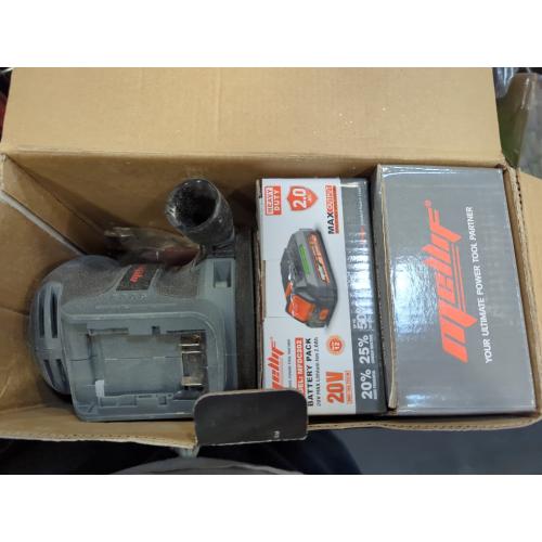 Black and Grey 5 Mellif 5 Inch Random Orbital Sander Compatible with Dewalt 20v Max Battery, Cordless Brushless Palm Orbit Sander, Dust Bag, 6 Speeds, 12000 OPM, 2.0 Battery & Charger Kits, 10PCS Sandpaper Sheets