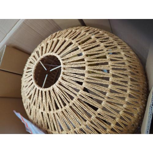 GANAZONO Woven Paper Rope Lamp Shade Simulation Rattan Pendant Light Shade Ceiling spider Bulb Covers for Pendant Floor Table Lamps Drawing Room Bedroom Office Hotel