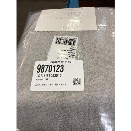 Haven Turkish Cotton Bath Towel in Harbor Mist Grey 2 PACK