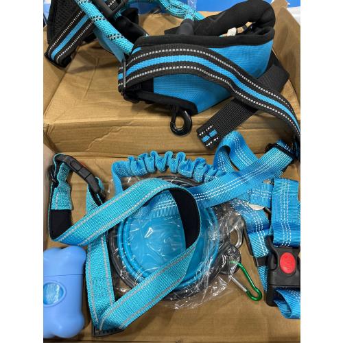 No Pull Dog Harness, Collar & Leash Set | Includes Dog Seat Belt, Collapsible Bowls & Poop Bag Dispenser. Ideal for Training, Walking, Hiking. Fits Small to Large Dogs(Blue-XL)