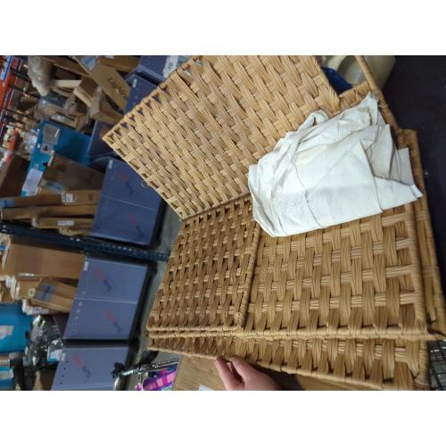 Storage Basket with Lid Rattan Woven Storage Baskets with 1 Separate Lids, 17.2 Gallon (65 L), 22 x 13 x 13.8 Inches,Foldable, 1 Removable Liner Bags Handles for Bedroom, Laundry Room Natural