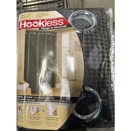 Waffle 71 in. W x 74 in. L Polyester Shower Curtain in Graphite Grey