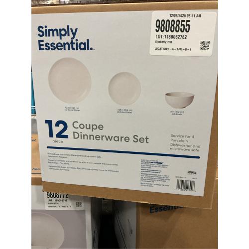 Simply Essential Coupe 12-Piece Dinnerware Set in White