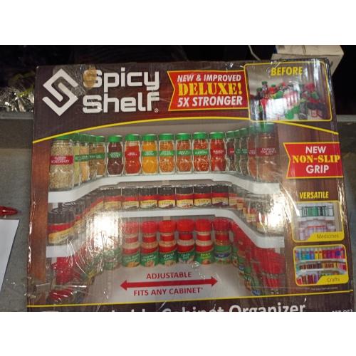 Spicy Shelf Deluxe - Expandable Spice Rack and Stackable Cabinet & Pantry Organizer (1 Set of 2 Shelves) - As seen on TV Deluxe (Spicy Shelf Organizer) - Pantry Organization - Pantry Spice Organizer