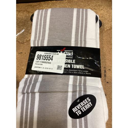 All-Clad Striped Dual Kitchen Towel in Titanium Pack of 3