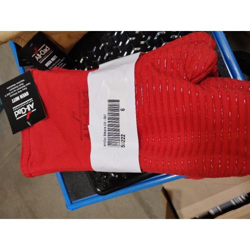 All Clad Silicone Oven Mitt: Heat Resistant up to 500 Degrees - 100% Cotton & Silicone, 14x7 Oven Mitt for Kitchen and Barbeque, 6-Pack, Chili