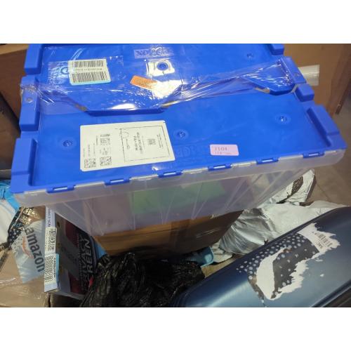 Storage Container, Nesting and Stackable Plastic Storage Box with Lid Attached, Clear Tote for Garages, Closets, and Moving,