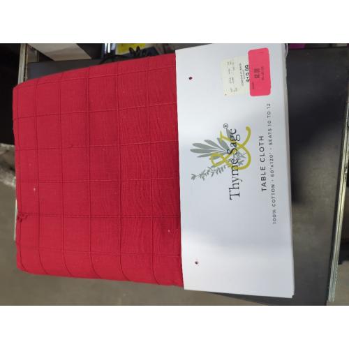 Thyme & Sage Red Tablecloth 60 x 120 Seats 10 To 12