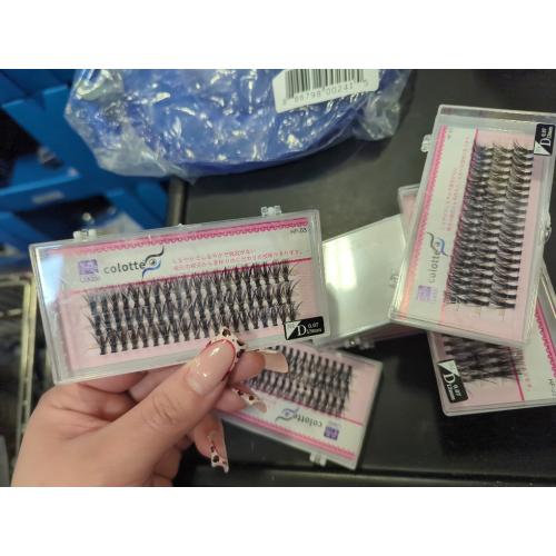 6 Pack Eyelash Clusters, D 0.07 13mm Curly Natural Individual Diy False Lash Clusters,Soft Long Wispy Fluffy Cluster Eyelash Extensions for Beginners Self Use Everyday Wear Women Seamless Blend (Pink)