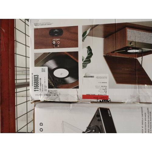 Victrola Century Essential - 5-in-1 Vinyl Record Player & Music Center – 3-Speed Turntable, CD Player, VINYLSTREAM, Bluetooth & 3.5mm Aux, Record Player with Speakers, Mid Century Design (Walnut)