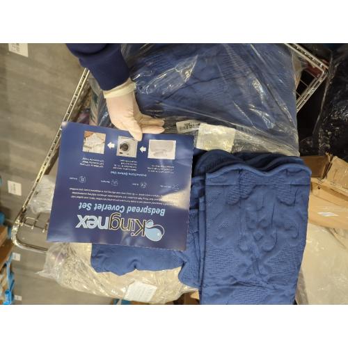 Oversized King Bedspreads 128x120 Extra Wide Quilt for Tall King California King Bed Lightweight 3 Piece Quilted Coverlet Pillow Shams Set Navy