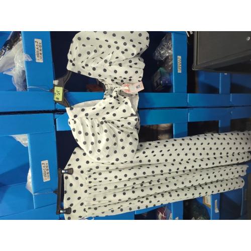 Size M.Women Skirt Suit Short Sleeve Square Neck Polka Dots Printed Cropped Top High Waist Slit Skirt