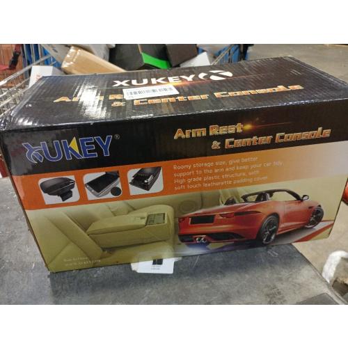 Armrest Box Double Layer Front Center Console Black Leather with Charging 7 USB Ports for Universal Car