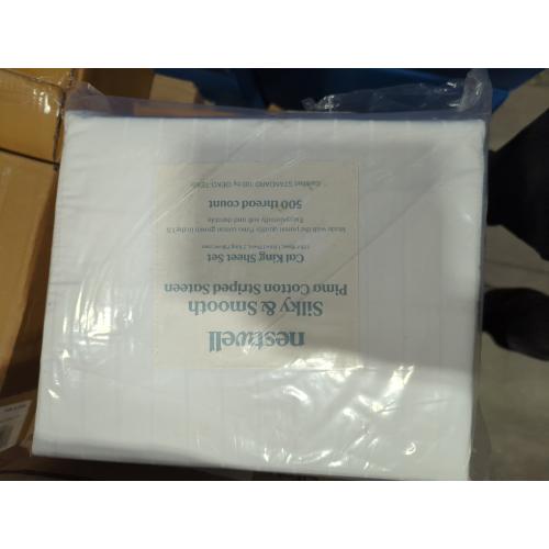 Nestwell Pima Cotton 500-Thread-Count California King Sheet Set in White Stripe