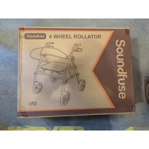 Black Rollator Walkers with Seat for Seniors, Foldable 8 Big Wheels All Terrain Rolling Walker, Handles and Ergonomic Seat Height Adjustable, 350lb Weight Capacity