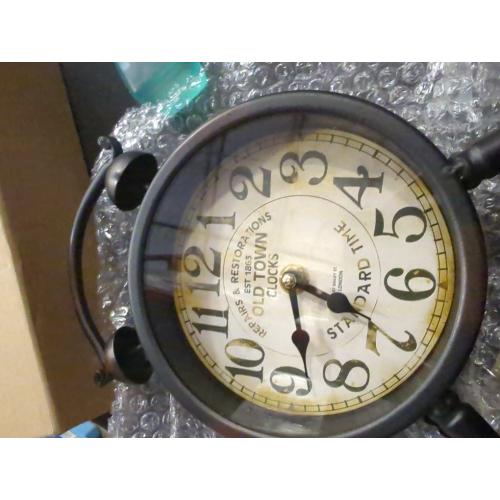 6 in. x 9 in. Brown Metal Analog Clock with Bell Style Top