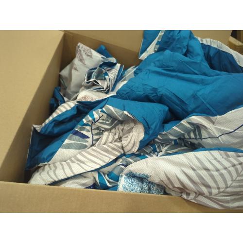 Comforter  Size, 600 Thread Count Cotton Blue Floral with Khaki & Grey Leaves Pattern White Reversible Comforter Set,Down Alternative Bedding Set 3Pcs
