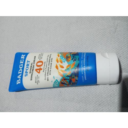 Badger Sport Mineral Sunscreen Cream, SPF 40, Eco Friendly, 2.9 fl oz