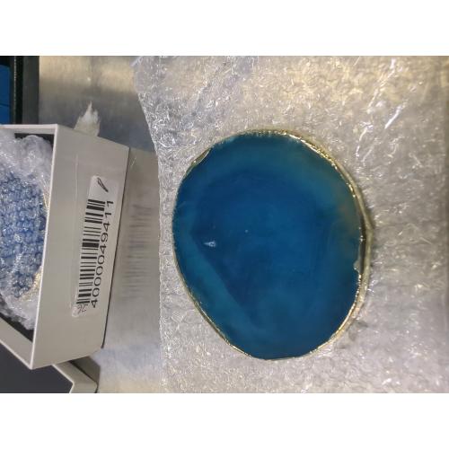 Blue 4 Pack eSplanade Natural Agate Coasters Bar Beer Coffee Tea Coaster - Set of 4 Coasters - Perfect Table Accessories Tableware (Blue)