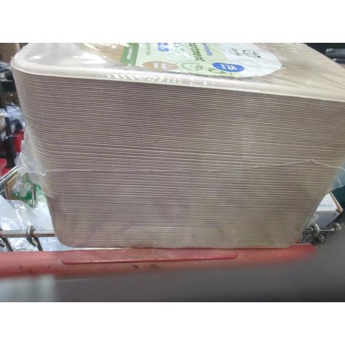 Pack of 125 Rectangular Divided Plates Disposable Heavy Duty Paper Plates Bulk, 125-Pack