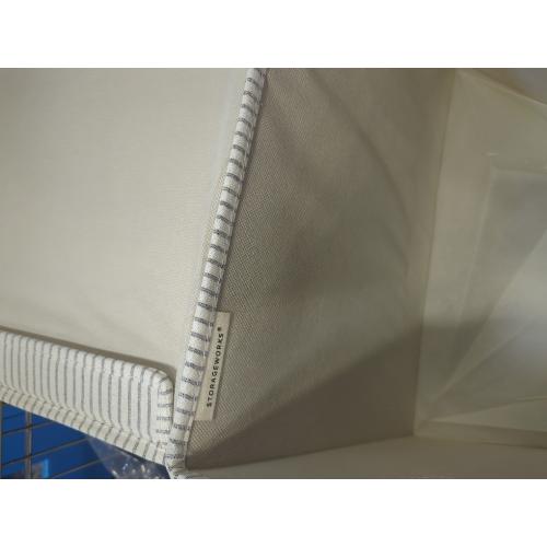 StorageWorks Fabric Storage Bins with Lid, Decorative Storage Boxes for Shelves, Stackable Closet Organizer Basket with Handles, Large, Stripes, 2-Pack