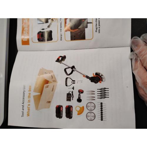 Cordless String Stringless Trimmer 24v Weed Wacker Electric Grass Trimmer Edger Height Adjustable Low Noise Brush Cutter Weed Grass Cutter Kit for Grass Trimming/Edging Lawn and Garden Care