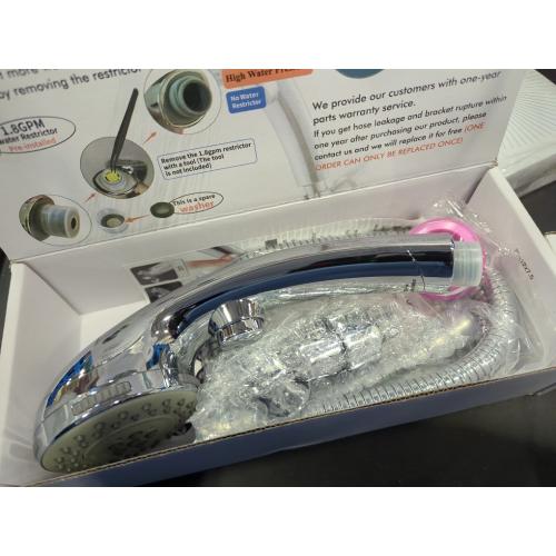 High Pressure 6 Setting Shower Head Hand-Held with ON/OFF Switch and Spa Spray Mode - Hand Held Shower Head with Handheld Spray - Shower Head with Hose - Chrome