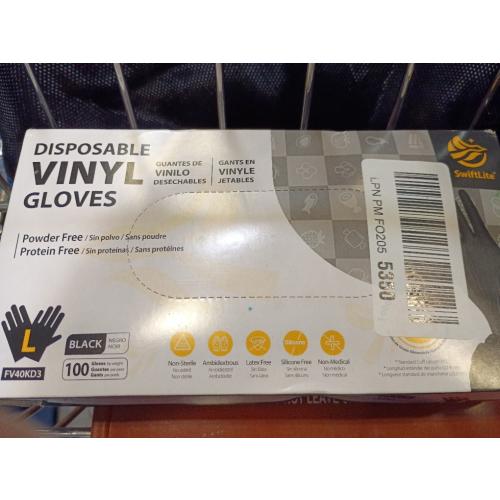 Black Nitrile Gloves & Black Vinyl Gloves, Food Safe Disposable Gloves Latex Free, Rubber Gloves Powder Free for Cooking, Kitchen Cleaning (100, Large)