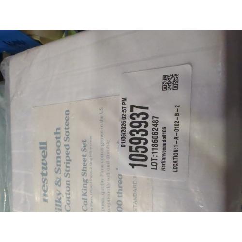 Nestwell Pima Cotton 500-Thread-Count California King Sheet Set in White Stripe