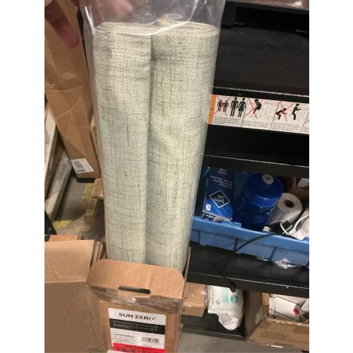 Sun Zero Seraphina Textured Total Blackout Cordless Roman Shade, 31 x 64, Sage Green