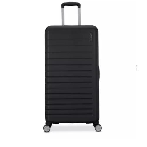 American Tourister Trunk Hardside Spinner Suitcase - Black: Wheeled Check Luggage