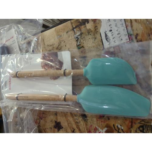 KitchenAid Bamboo Spatula Set, 4-Piece, Aqua Sky