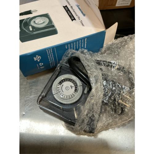 DEWENWILS 24-Hour Mechanical Light Timer with 2ft Long Cord, Waterproof Electrical Timer with Grounded Outlet, Plug in Timer Switch for Christmas Lights, 15A, 1/2 HP, UL Listed