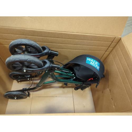 WALK MATE Rollator Walker for Seniors with Cup Holder, Upgraded Thumb Press Button for Height Adjustment, 4 x 8 Wheels Walker with Seat Padded Backrest Folding Lightweight Walking Aid, Green