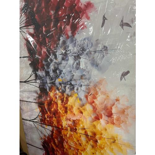 ENTANUB Birch Tree Wall Art for Living Room, Colorful Canvas Wall Picture for Bedroom, Forest Print Painting Decor, Large Size (Littles scratch)