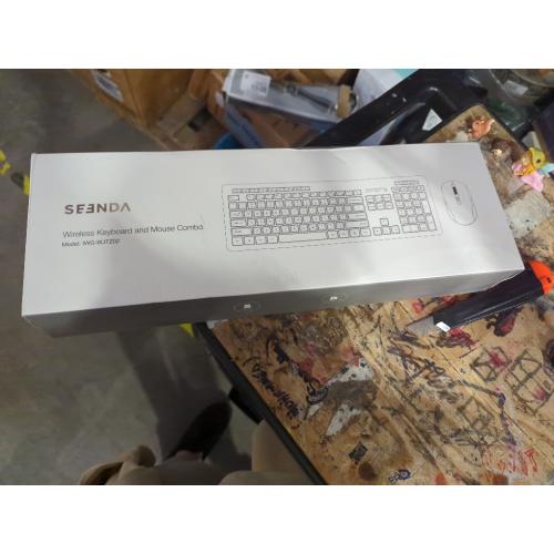 seenda Bluetooth Keyboard and Mouse, Wireless Keyboard Mouse Combo 2.4G Dual Bluetooth Multi-Device Connection Full Size Ultra-Slim Keyboard with Number Pad for Windows/Mac,White & Silver