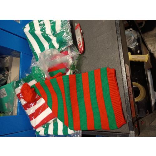 6 Pcs Christmas Elf Hat Knitted Santa Hat Winter Beanie Striped Hat for Adult Xmas New Year's Party Costume Accessory