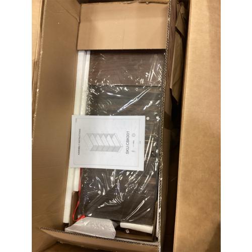 Tall Dresser with 5 Handleless Drawers & 3 Color LED Light, Modern Chest of Drawers with Glass Top & Wood Grain for Bedroom Living Room, Brown & White